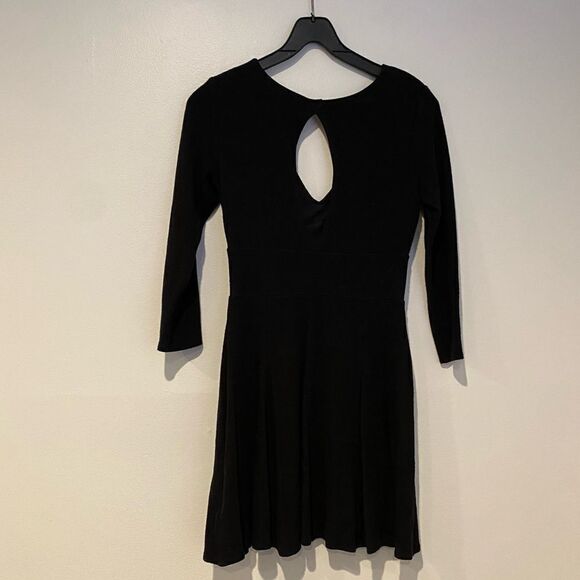 Free People Black V Neck Keyhole Skater Dress Size Small - Picture 4 of 7